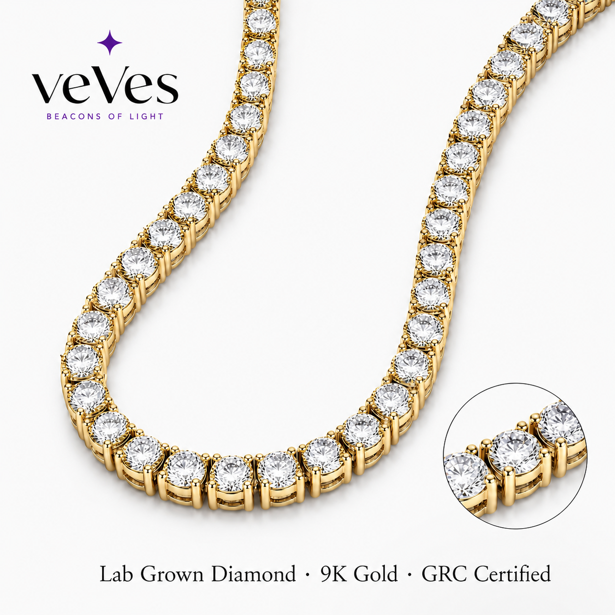 Gold Diamond Tennis Necklace